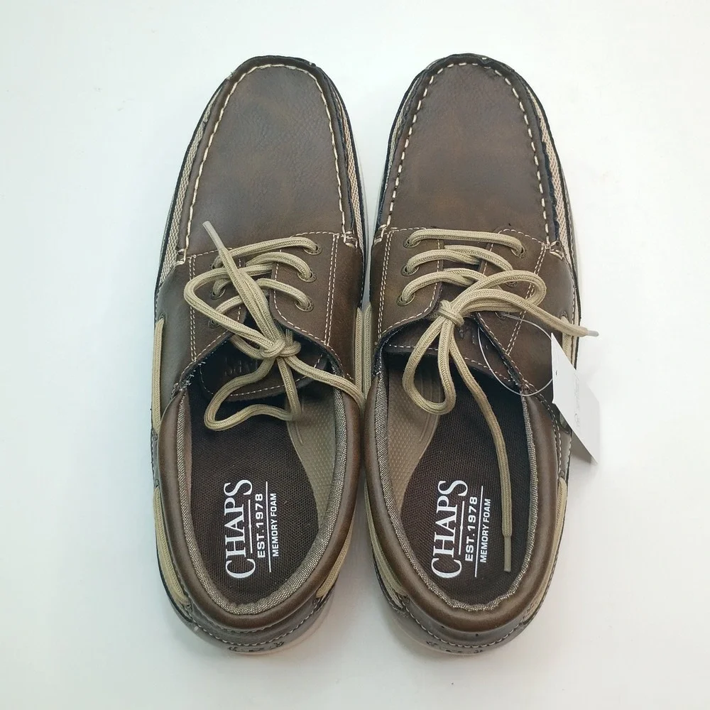 Chaps Kanas Boat Shoe Men Size 10 Brown Memory Foam Loafer